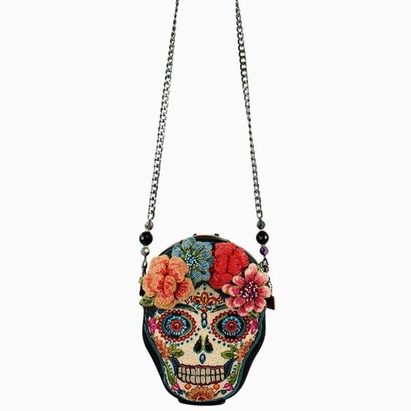 Mary Frances Handbag - Bella Noche Sugar Skull Beaded Floral Crossbody Handbag - Picture 2 of 5